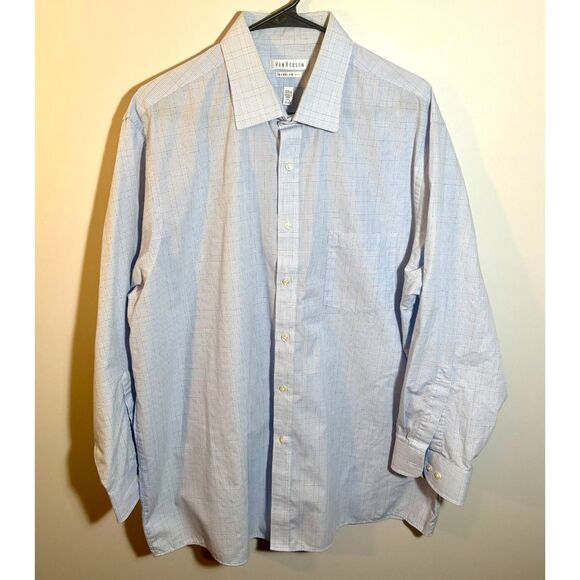 Van Heusen Men's Regular Fit Plaid Dress Shirt – Size 17 32/33 – Wrinkle‑Free - Picture 1 of 4